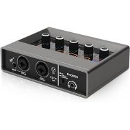 XTUGA Computer Professional Audio Interface USB with Touch Model 16 bit/48 kHz Built-in Monitor Jack, DSP Effect, 48V Phantom Power Use For Live Streaming, Podcasting Audio Interface for Mac, PC