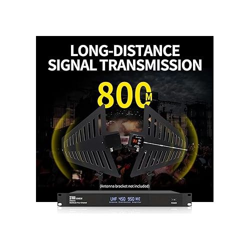  XTUGA GA816 UHF Wireless Antenna Distribution System 360°Active Omnidirectional Super Signal,Long Range 2600ft,for Stage Performance,Wedding, Outdoor Broadcasting with Antenna Paddle