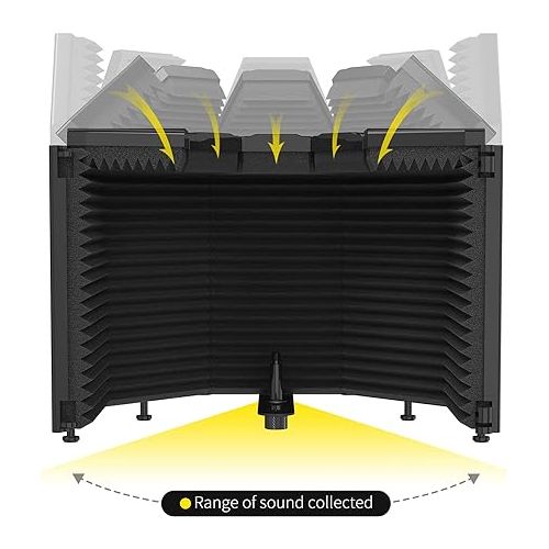  XTUGA Recording Microphone Isolation Shield High Density Absorbent Foam to Filter Vocal,Top Enclosed Foldable Soundproof Cover for Condenser Microphone Recording Equipment