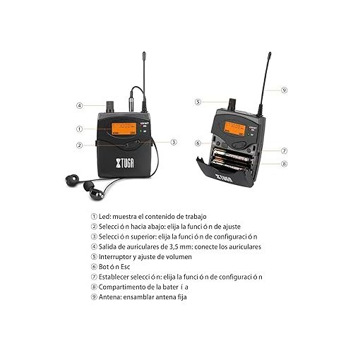  XTUGA RW2080 Whole Metal Wireless in Ear Monitor System 2 Channel 4 Bodypacks Monitoring with in Earphone Wireless Type Used for Stage or Studio Frequency902-928mhz