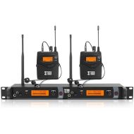 XTUGA IEM1200 Wireless in Ear Monitor System 2 Channel 2/4 Bodypacks Monitoring with in Earphone Wireless Type Used for Stage, Studio and Church (2 Bodypacks)