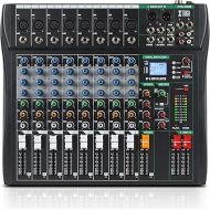 XTUGA 80CT 8 Channel Mixer for PC Recording Sound Controller Audio Interface with Digital Effect Studio Mixer with 48V Phantom Power RCA Input XLR