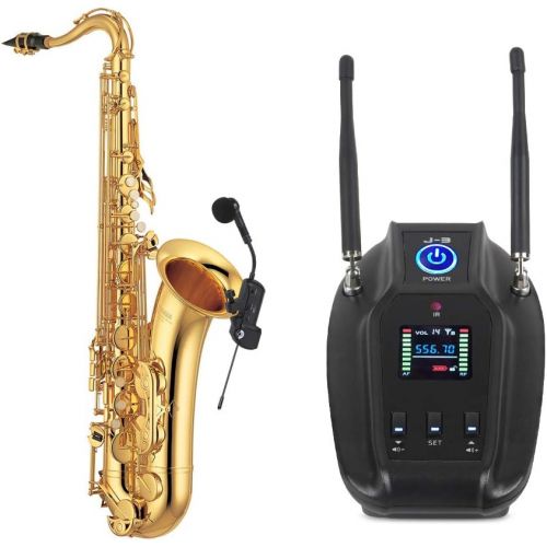  [아마존베스트]XTUGA J-3 Professional True Diversity UHF Instrument Microphone Wireless Transmission System for Saxophone Transmitter Receiver 492ft Transmission Range,Plug and Play