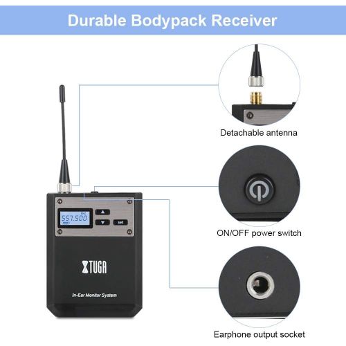  [아마존베스트]XTUGA IEM1100 UHF Single Channel in Ear Monitor System Selectable Frequency Wireless Professional in-Ear Monitor System Ideal for Stage, Studio, Exhibit, Lecture, Speech