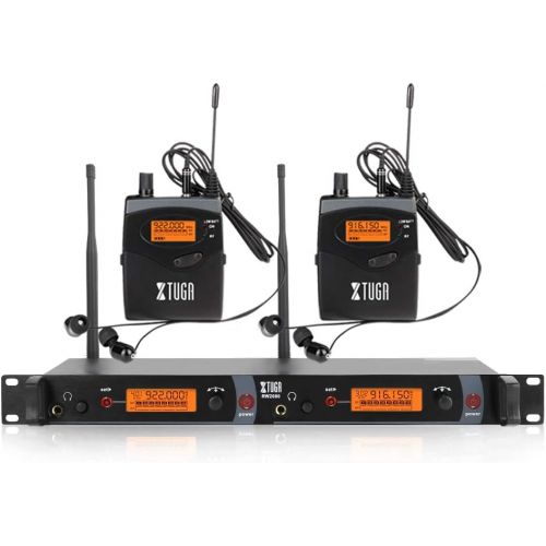  [아마존베스트]XTUGA RW2080 Whole Metal Wireless in Ear Monitor System 2 Channel 2/4/6/8 Bodypacks Monitoring with in Earphone Wireless Type Used for Stage or Studio Frequency902-928mhz (2 bodypa