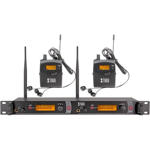  [아마존베스트]XTUGA RW2080 Whole Metal wireless In Ear Monitor System 2 Channel 2 Bodypack Monitoring with in earphone wireless monitor Type Used for stage or studio