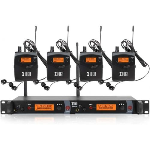  [아마존베스트]XTUGA RW2080 Rocket Audio Whole Metal Wireless in Ear Monitor System 2 Channel 4 Bodypacks Monitoring with in Earphone Wireless Type Used for Stage or Studio (Frequency 902-928mhz)