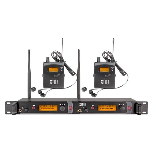  XTUGA Top Quality!! Xtuga RW2080 In Ear Monitor System 2 Channel 246810 Bodypack Monitoring with in earphone wireless SR2050 Type! (2 bodypack with transmitter)