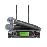 XTUGA Xtuga SKM2000 Dual Channel UHF Wireless Microphone System with Selectable Frequencies Prevent Interference, Use for Family Party, Church, Small Karaoke Night (Range:180-250Ft)