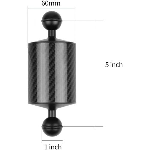  XT-XINTE D60mm Carbon Fiber Float Buoyancy Aquatic Arm 1 inch Dual Ball Head Floating Arm for Underwater Diving Tray/Smartphone Compatible with Gopro/yi/OSMO Action Sports DSLR Cam