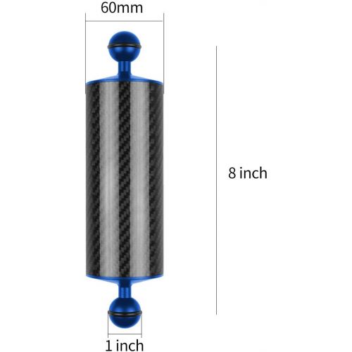  XT-XINTE D60mm Carbon Fiber Float Buoyancy Aquatic Arm 1 inch Dual Ball Head Floating Arm for Underwater Diving Tray/Smartphone Compatible with Gopro/yi/OSMO Action Sports DSLR Cam