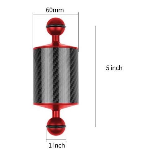  XT-XINTE D60mm Carbon Fiber Float Buoyancy Aquatic Arm 1 inch Dual Ball Head Floating Arm for Underwater Diving Tray/Smartphone Compatible with Gopro/yi/OSMO Action Sports DSLR Cam