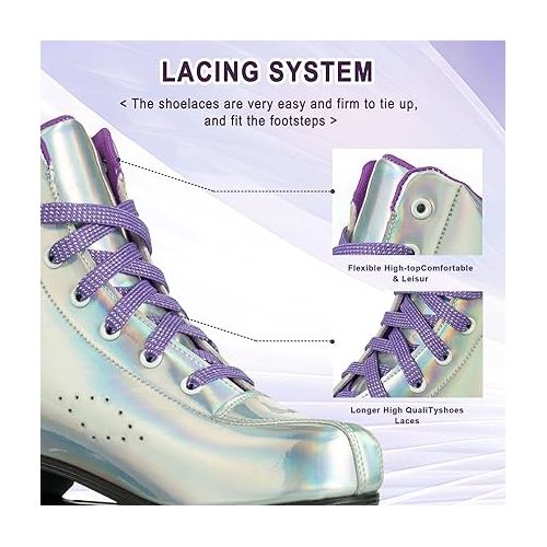  Womens Roller Skates Outdoor and Indoor Roller Skates Double Row PU Leather Roller Skates for Women Men Kids