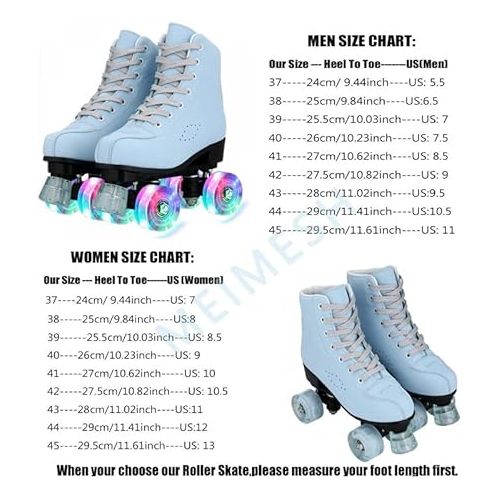  Roller Skates for Women Men Shiny Double Row Four Wheels Roller Skates Womens Roller Skates with Shoes Bag