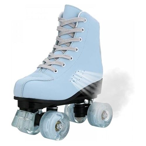  Roller Skates for Women Girls, SkyBlue Premium Frosted Material Roller Skates, Classic Double-Row High-top Roller Skates for Beginner, Indoor Outdoor Roller Skates