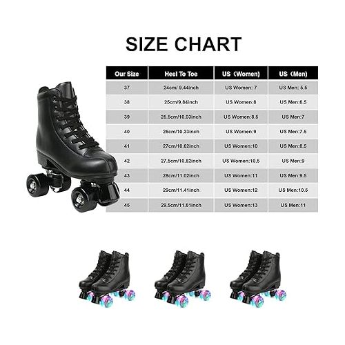  Roller Skate Shoes for Women Men PU Leather High-top Double-Row Roller Skates for Beginner, Professional Indoor Outdoor Roller Skates with Shoes Bag