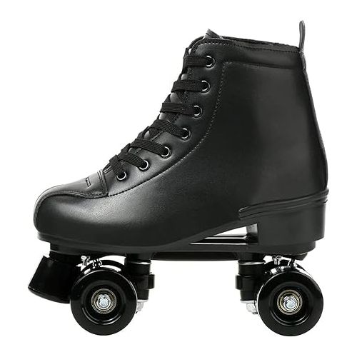  Roller Skates Adjustable Soft Leather High-top Roller Skates Four-Wheel Roller Skates Fun Shiny Roller Skates for Adult, Boys, Girls