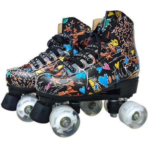  XUDREZ Roller Skates for Women Men Microfiber Leather Fashion Roller Skates Shiny Four Wheels Roller Skates High-top Roller Skates