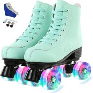 XUDREZ Roller Skates, Double Row Skates Adjustable Leather High-top Roller Skates Perfect Indoor Outdoor Adult Roller Skates with Bag