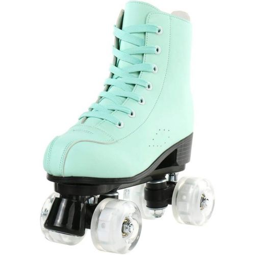  XUDREZ Roller Skates, Double Row Skates Adjustable Leather High-top Roller Skates Perfect Indoor Outdoor Adult Roller Skates with Bag