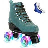XUDREZ Roller Skates for Women Men High-top Roller Skates Four Wheels Roller Skates Shiny Roller Skates for Girls Boys with Shoes Bag