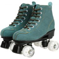 XUDREZ Cowhide Roller Skates for Women and Men High-Top Shoes Double-Row Design,Adjustable Classic Premium Roller Skates