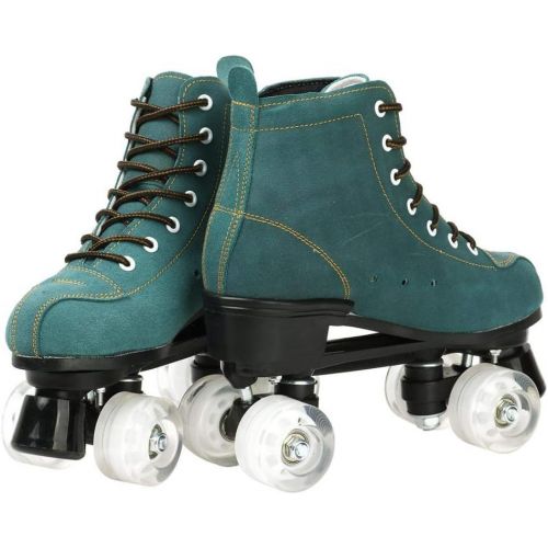  XUDREZ Cowhide Roller Skates for Women and Men High-Top Shoes Double-Row Design,Adjustable Classic Premium Roller Skates