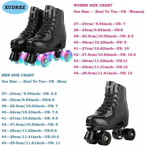  XUDREZ Roller Skates for Women Men Shiny PU Leather High-top Roller Skate Shoes for Beginner Classic Double-Row Roller Skates, Indoor Outdoor Roller Skates