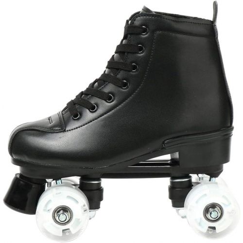  [아마존베스트]XUDREZ Roller Skates for Women Men High-top PU Leather Roller Skates Shiny Four Wheels Roller Derby Skates White Black Roller Skates for Girls Boys