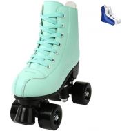[아마존베스트]XUDREZ Roller Skates for Women Cozy Green PU Leather High-top Roller Skates for Beginner, Professional Indoor Outdoor Double-Row Roller Skates with Shoes Bag