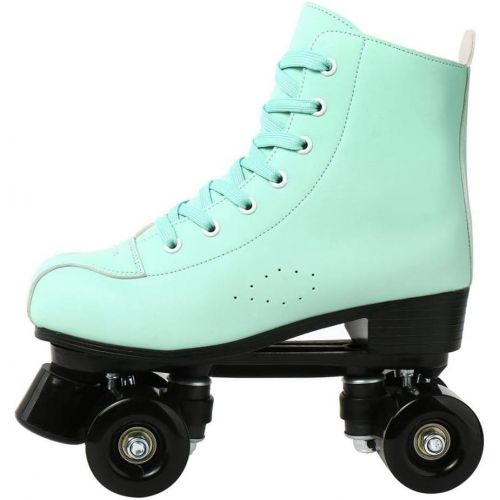  [아마존베스트]XUDREZ Roller Skates for Women Cozy Green PU Leather High-top Roller Skates for Beginner, Professional Indoor Outdoor Double-Row Roller Skates with Shoes Bag