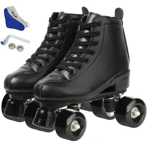  [아마존베스트]XUDREZ Classic Roller Skates High-Top Double-Row Leather Roller Skates for Women and Men