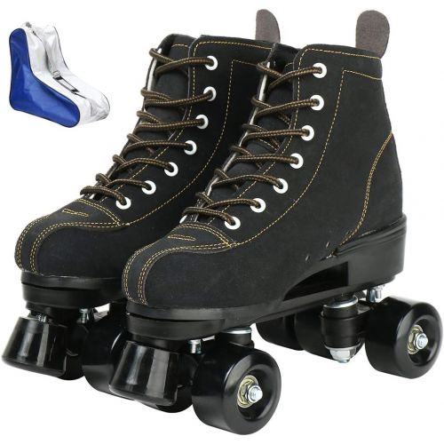  [아마존베스트]XUDREZ Roller Skates for Women Men High-top Roller Skates Four Wheels Roller Skates Shiny Roller Skates for Girls Boys with Shoes Bag