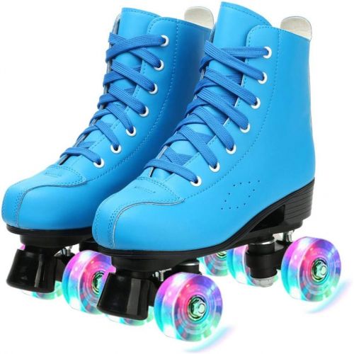  [아마존베스트]PHSDA Womens Roller Skates PU Leather High-top Roller Skates Four-Wheel Roller Skates Shiny Roller Skates for Unisex Kids and Adults