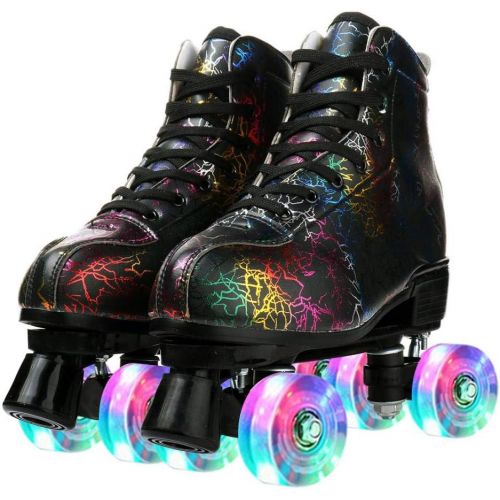  XUDREZ Unisex Roller Skates Stylish PU Leather High Top Classic Double-Row Roller Skates for Beginner, Indoor Outdoor Roller Skate Shoes with Shoes Bag