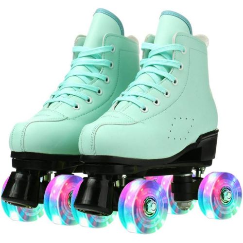  XUDREZ Leather Roller Skates Unisex High-Top Shoes Design Double-Row,Classic Premium Roller Skates for Women and Men