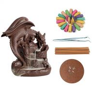 인센스스틱 XUDREZ Dragon Backflow Incense Burner Waterfall Ceramic Incense Holder for Aromatherapy Ornament Home Decor with 120 Backflow Incense Cones, 30 Incense Stick