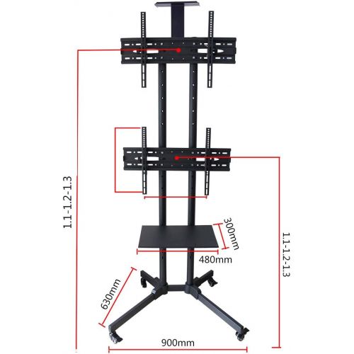  XUEXUE Rolling TV Stand Mobile TV Cart for 32-55 Flat Screen with Single Shelf, Max VESA 600x400mm Wire Management Bedroom Living Room Conference Office Reception Hall Exhibition