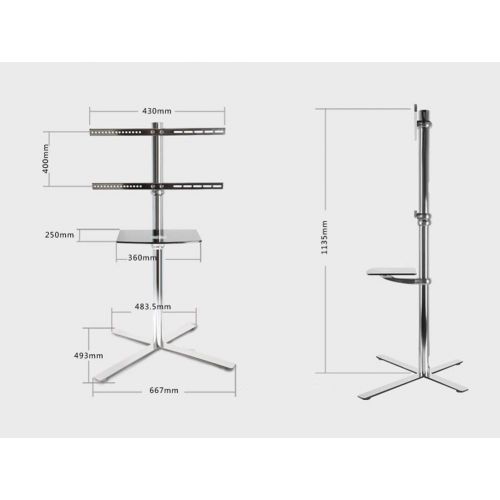  XUEXUE Rolling TV Stand Mobile TV Cart, Rolling TV Stand Mobile TV Cart for 32-50 Inch Plasma Screen LED LCD OLED Mount Universal with Wheels Wire Management