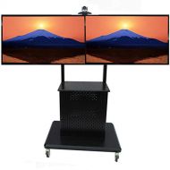 XUEXUE Universal Rolling TV Stand Mobile TV Cart 55 to 84 Inch Mobile Flat Screen Rolling Trolley Console Stand with Mount for LED LCD Plasma Flat Panels On Wheels
