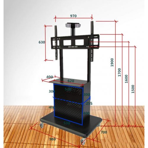  XUEXUE Universal Rolling TV Stand Mobile TV Cart 55 to 84 Inch Mobile Flat Screen Rolling Trolley Console Stand with Mount for LED LCD Plasma Flat Panels On Wheels