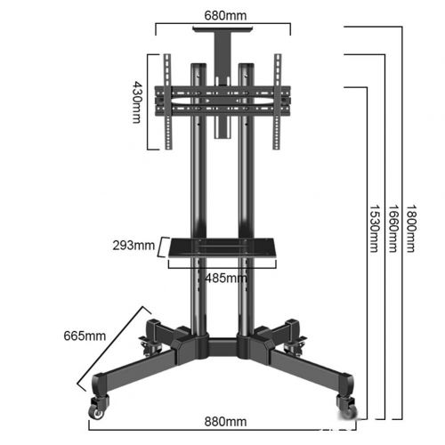  XUEXUE Tall Rolling Mobile TV Cart Floor Stand with Height Adjustable Mount and Audio Lockable Caster Wheels for 32-65 Flat Screen Bedroom Living Room Conference