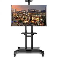 XUEXUE Mobile TV Stand Rolling TV Cart with Universal Mount and Wheels Fits Most 30-70 Inch LCD LED OLED Plasma Flat Panel Heavy Duty Black Display TV Trolley