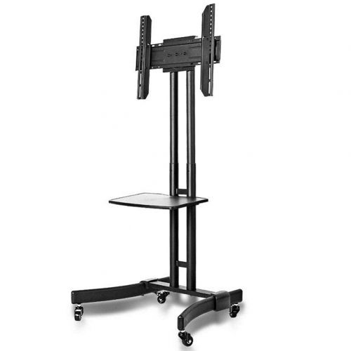  XUEXUE Mount-It! TV Cart Mobile TV Stand Wheeled Height Adjustable Flat Screen Television Stands with Rolling Casters and Shelf VESA Compatible TV Mount Bracket Fits Displays 32 to