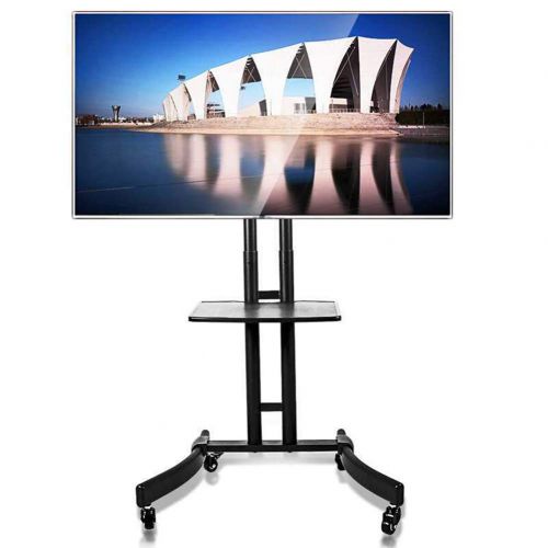  XUEXUE Mount-It! TV Cart Mobile TV Stand Wheeled Height Adjustable Flat Screen Television Stands with Rolling Casters and Shelf VESA Compatible TV Mount Bracket Fits Displays 32 to