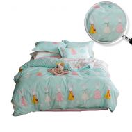 XUKEJU Reversible 3 Pieces Rabbit Princess Duvet Cover Cartoon Animal Print Bedding Set 100% Cotton Quilt Cover Full/Queen Size Boys/Girls