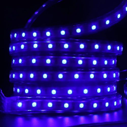  XUNATA LED Strip Lights, Bluetooth Control RGB 110-120V SMD 5050 60 LEDs/m Waterproof Rope Light Strip with 24Key IR Remote, Work with iOS & Android Music Time Control System(33ft/