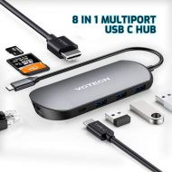[아마존핫딜][아마존 핫딜] XXBSAZ USB C Hub 8 in 1 Adapter with HDMI, Type C PD Charging, 3 USB 3.0 Ports, Ethernet, SD TF Card Reader, for MacBook/Pro/Air, iPad Pro, USB C Devices, Grey
