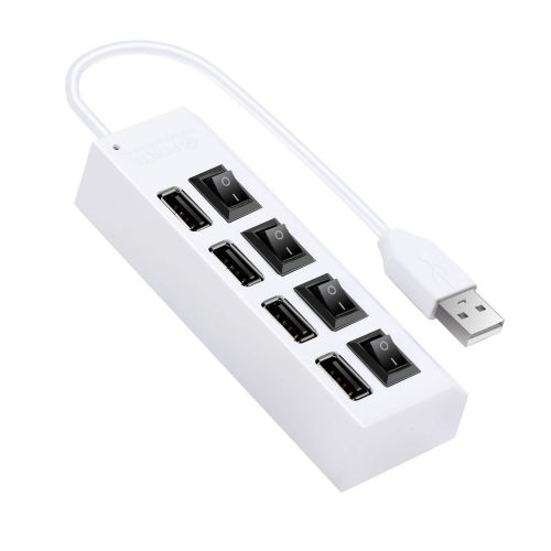  XXBSAZ, USB Splitter Four-Port USB Adapter White S-2