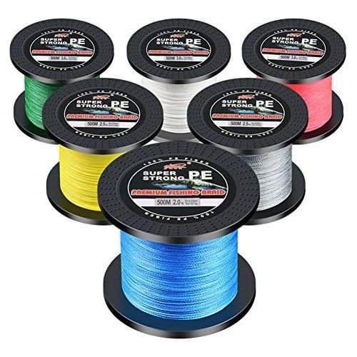  [아마존베스트]LSHEL Braided Fishing Line 4 Strands 500 m PE Super Strong Braided Lines for Freshwater Salt Water